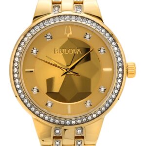 Bulova Classic Crystal Phantom Gold Tone Stainless Steel Champagne Dial Quartz 97L176 Women's Watch