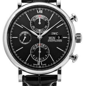 IWC Portofino Chronograph Leather Strap Black Dial Automatic IW391029 Men's Watch