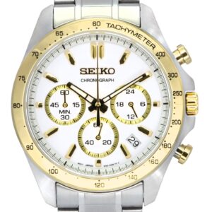 Seiko Spirit Chronograph Stainless Steel White Dial Quartz SBTR024 100M Men's Watch