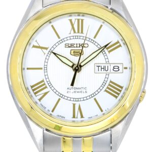 Seiko 5 Two Tone Stainless Steel Silver Dial 21 Jewels Automatic SNKL36J1 Men's Watch