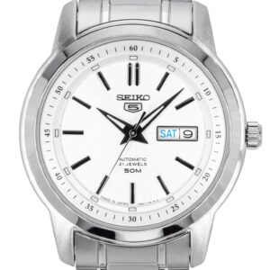Seiko 5 Stainless Steel Silver Dial 21 Jewels Automatic SNKM83J1 Men's Watch