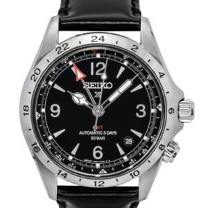 Seiko Prospex Alpinist GMT Leather Strap Black Dial Automatic SPB379J1 200M Men's Watch