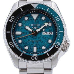 Seiko 5 Sports SKX Style Stainless Steel Transparent Teal Dial Automatic SRPJ45K1 100M Men's Watch