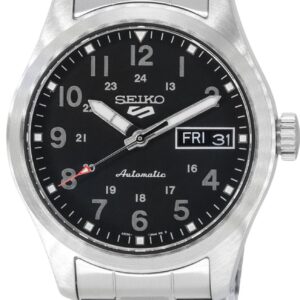 Seiko 5 Sports In The Metal Midfield Black Dial Automatic SRPJ81K1 100M Men's Watch