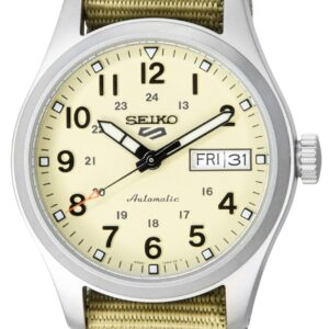 Seiko 5 Sports Desert Kit Midfield Nylon Strap Cream Dial Automatic SRPJ83K1 100M Men's Watch