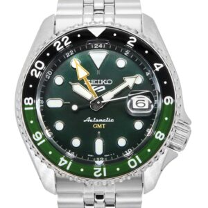 Seiko 5 Sports SKX GMT Stainless Steel Green Dial Automatic SSK035K1 100M Men's Watch