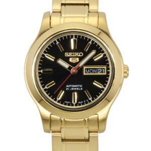 Seiko 5 Classic Gold Tone Stainless Steel Black Dial 21 Jewels Automatic SYMD96K1 Women's Watch