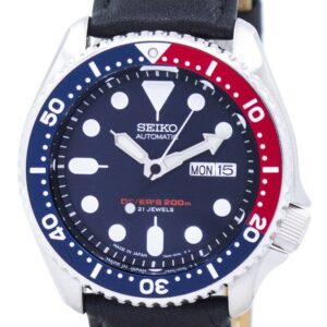 Seiko Automatic Diver's Black Leather SKX009J1-var-LS10 200M Men's Watch