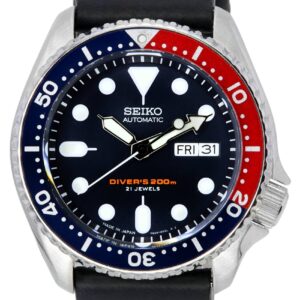 Seiko Automatic Diver's Ratio Black Leather SKX009J1-var-LS2 200M Men's Watch