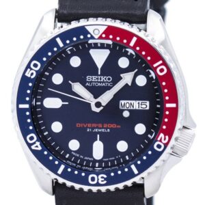 Seiko Automatic Diver's Black Leather SKX009J1-var-LS8 200M Men's Watch