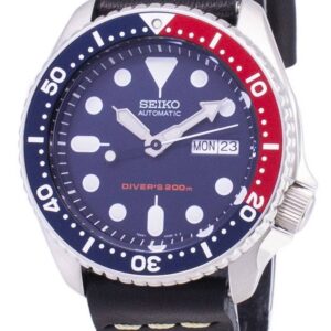 Seiko Automatic SKX009K1-var-LS14 Diver's 200M Black Leather Strap Men's Watch
