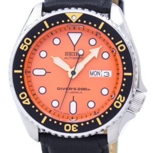 Seiko Automatic Diver's Black Leather SKX011J1-var-LS10 200M Men's Watch