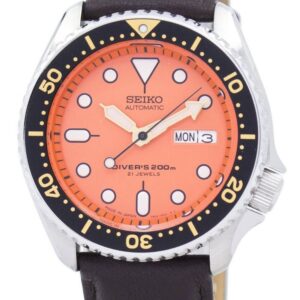Seiko Automatic Diver's Dark Brown Leather SKX011J1-var-LS11 200M Men's Watch