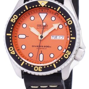 Seiko Automatic SKX011J1-var-LS14 Diver's 200M Japan Made Black Leather Strap Men's Watch