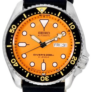 Seiko Automatic Diver's Ratio Black Leather SKX011J1-var-LS2 200M Men's Watch