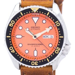 Seiko Automatic Diver's Brown Leather SKX011J1-var-LS9 200M Men's Watch