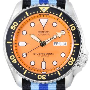 Seiko Orange Dial Automatic Diver's SKX011J1-var-NATO20 200M Men's Watch