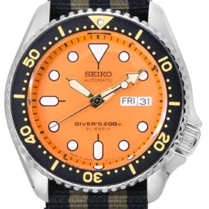 Seiko Orange Dial Automatic Diver's SKX011J1-var-NATO21 200M Men's Watch