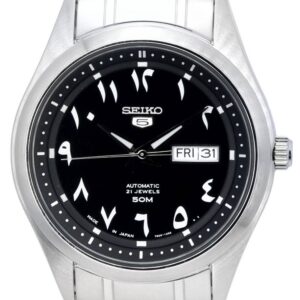 Seiko 5 Stainless Steel Black Arabic Dial Automatic SNKP21 SNKP21J1 SNKP21J Men's Watch
