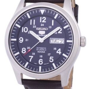 Seiko 5 Sports Automatic Dark Brown Leather SNZG11K1-var-LS11 100M Men's Watch