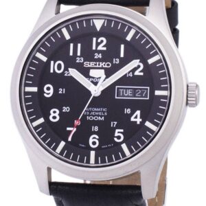 Seiko 5 Sports Automatic Black Leather SNZG15K1-var-LS10 100M Men's Watch