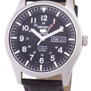 Seiko 5 Sports Automatic Dark Brown Leather SNZG15K1-var-LS11 100M Men's Watch