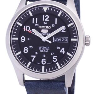 Seiko 5 Sports SNZG15K1-var-LS15 Automatic Dark Blue Leather Strap Men's Watch