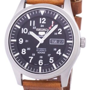 Seiko 5 Sports Automatic Brown Leather SNZG15K1-var-LS9 100M Men's Watch