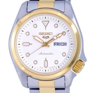 Seiko 5 Sports Two Tone Stainless Steel White Dial Automatic SRE004 SRE004K1 SRE004K 100M Women's Watch