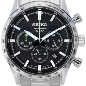 Seiko Urban Sports Chronograph Black Dial Quartz SSB413 SSB413P1 SSB413P 100M Men's Watch